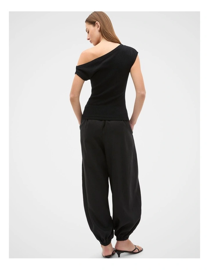 Drape Shoulder Knit in Black image 2