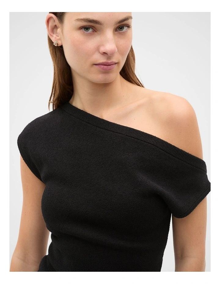 Drape Shoulder Knit in Black image 4