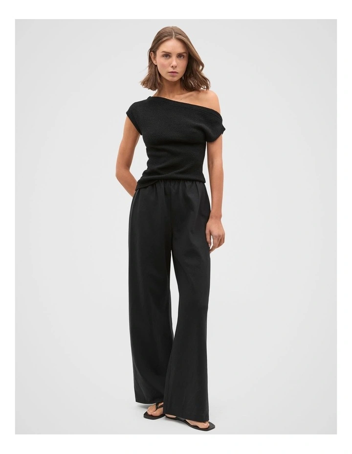 Drape Shoulder Knit in Black image 4