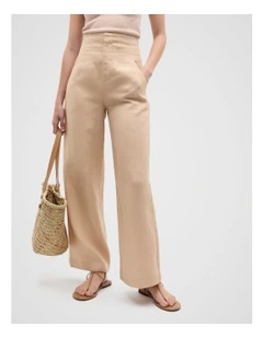 Core Linen Waisted Pant in Ecru
