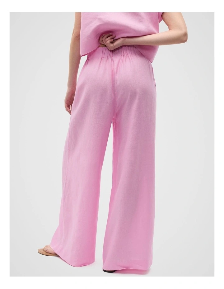 Linen Gathered Palazzo Pant in Fairy Floss image 2