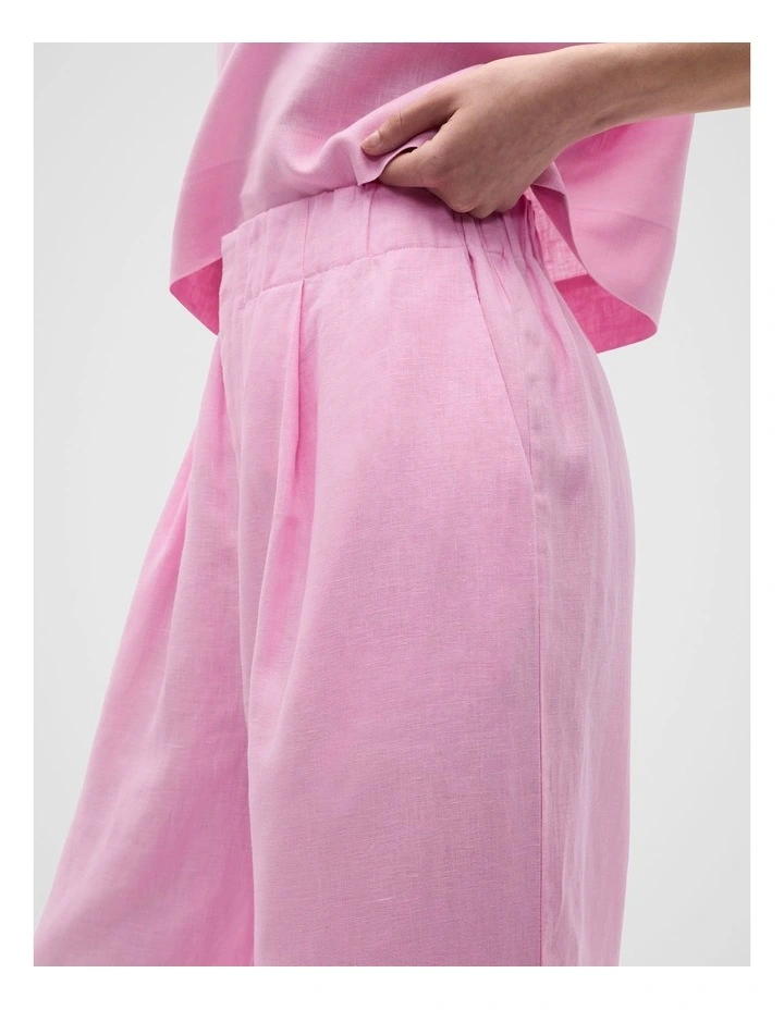 Linen Gathered Palazzo Pant in Fairy Floss image 4