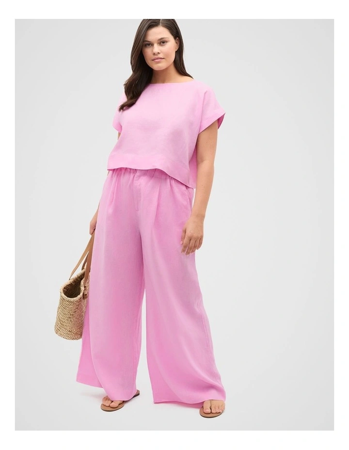 Linen Gathered Palazzo Pant in Fairy Floss image 7