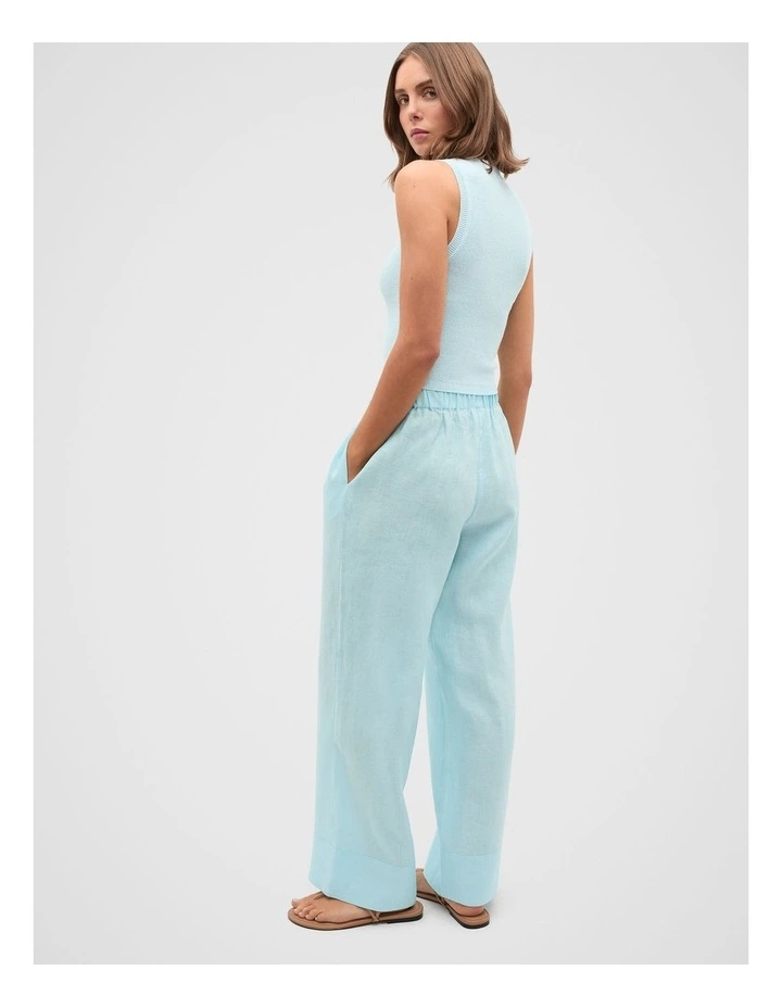 Core Linen Casual Tie Pant in Skyway image 2