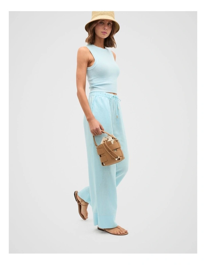 Core Linen Casual Tie Pant in Skyway image 3