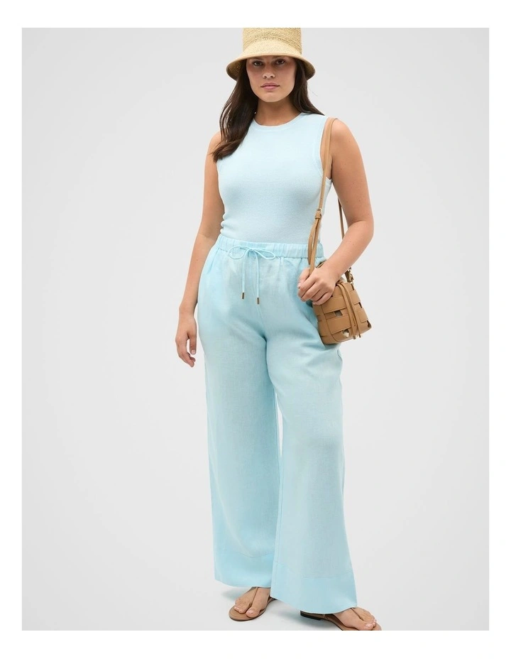 Core Linen Casual Tie Pant in Skyway image 5