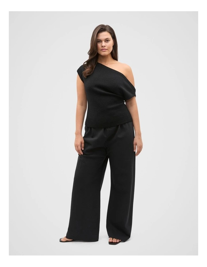 Gathered Waist Pant in Black image 7