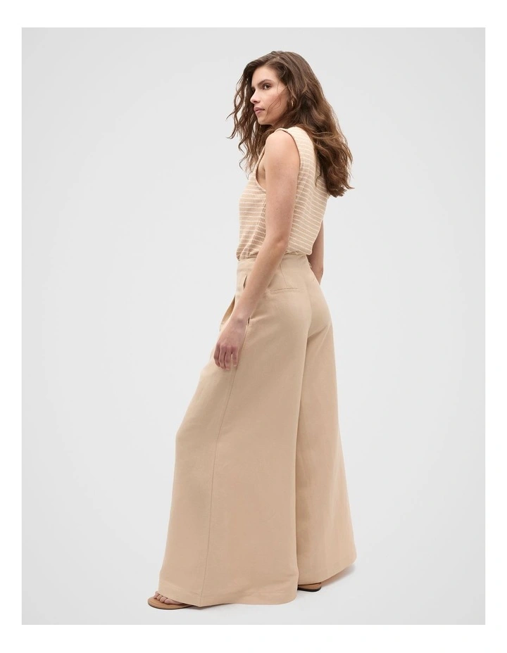 Statement Pleat Front Pant in Ecru image 4