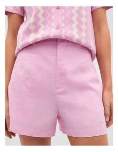 Core Linen Waisted Short in Fairy Floss
