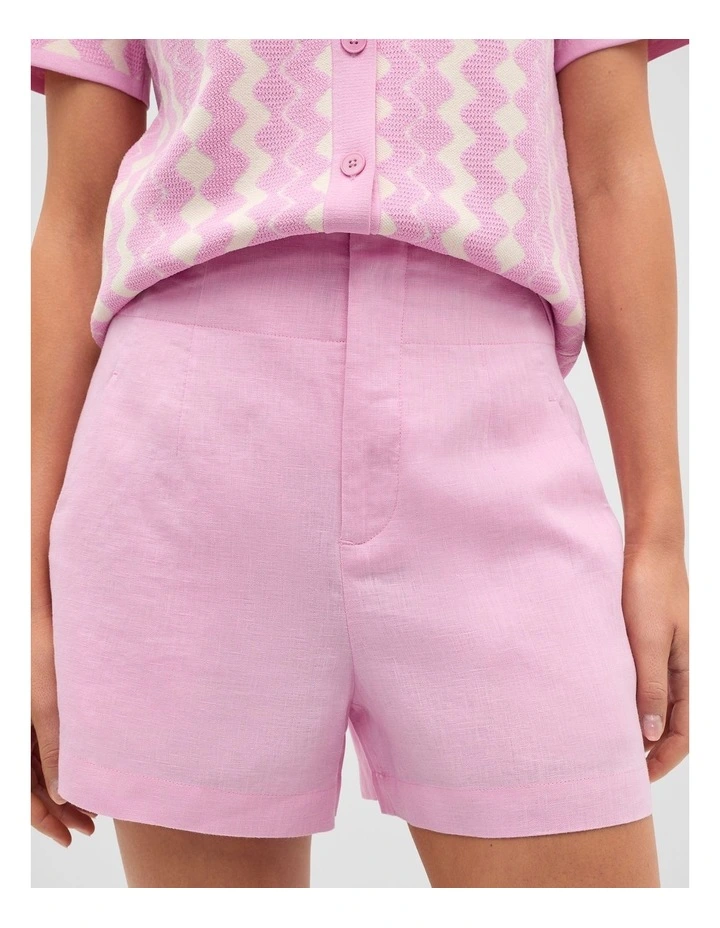 Core Linen Waisted Short in Fairy Floss image 1