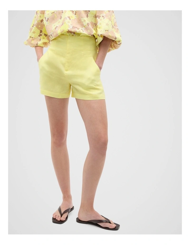 Core Linen Waisted Short in Lemongrass image 3