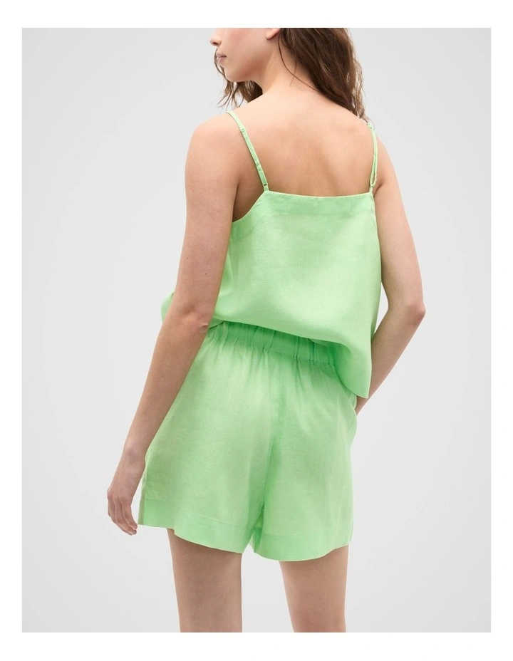 Core Linen Gathered Palazzo Short in Green Apple image 2