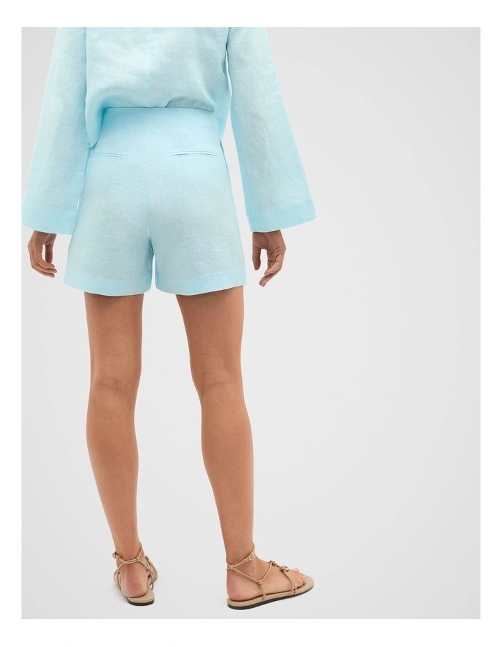 Linen Button Tab Short in Skyway image 6