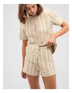 Jacquard Knit Short in Ecru