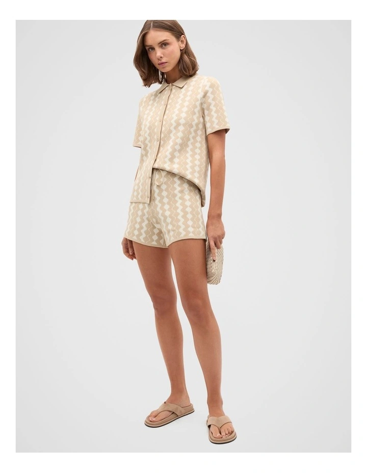 Jacquard Knit Short in Ecru image 4