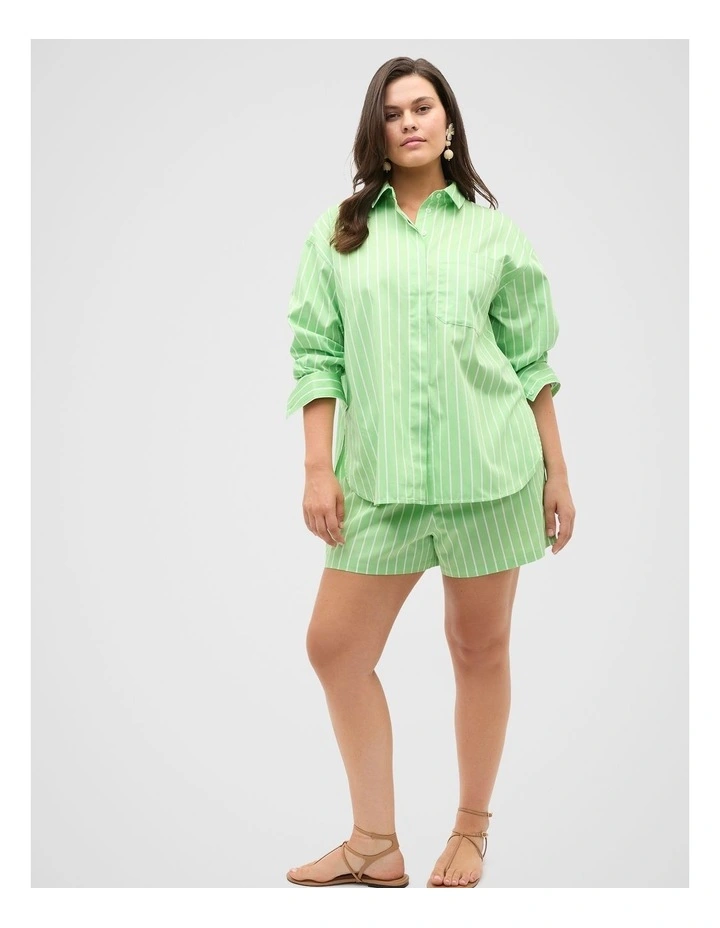 Cotton Stripe Short in Apple Green Stripe image 3