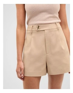 Tailored Button Short in Ecru