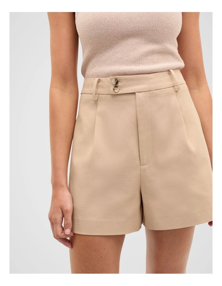 Tailored Button Short in Ecru image 1