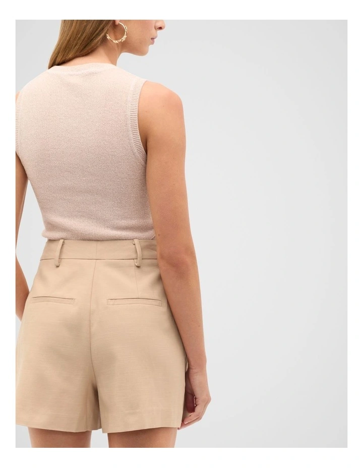 Tailored Button Short in Ecru image 2