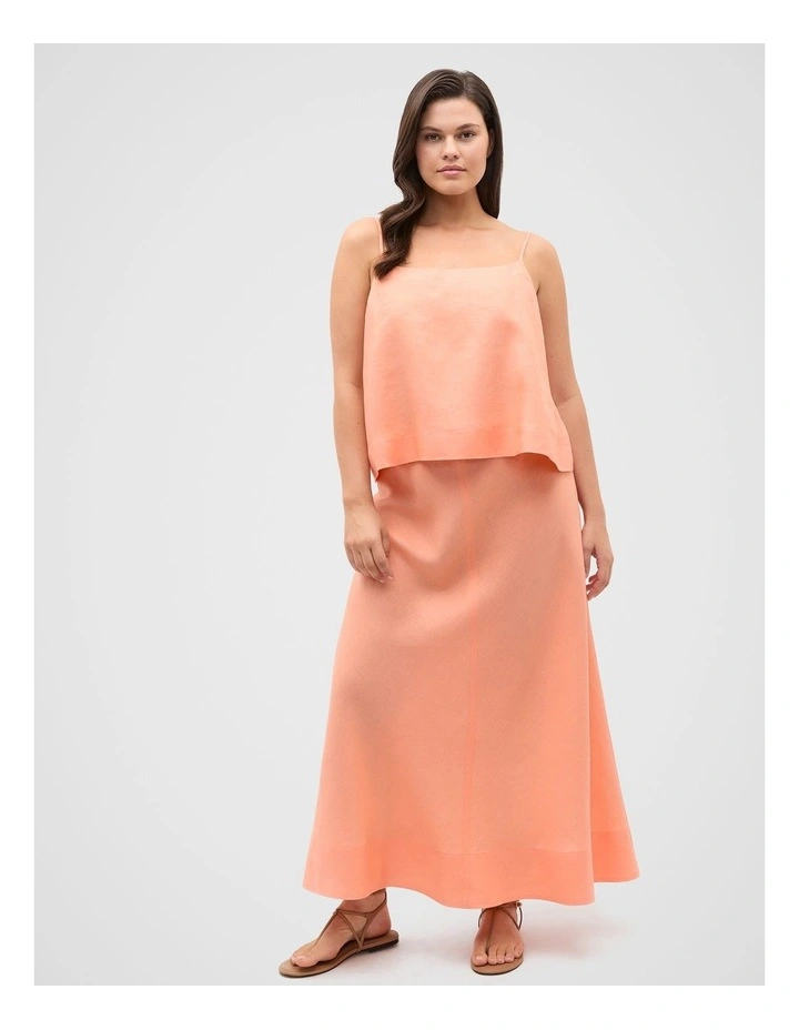 Core Linen Seam Front Skirt in Tangerine image 3