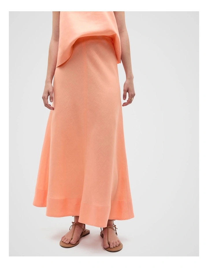 Core Linen Seam Front Skirt in Tangerine image 4