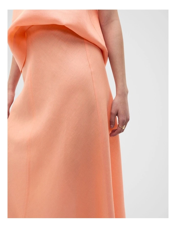 Core Linen Seam Front Skirt in Tangerine image 6