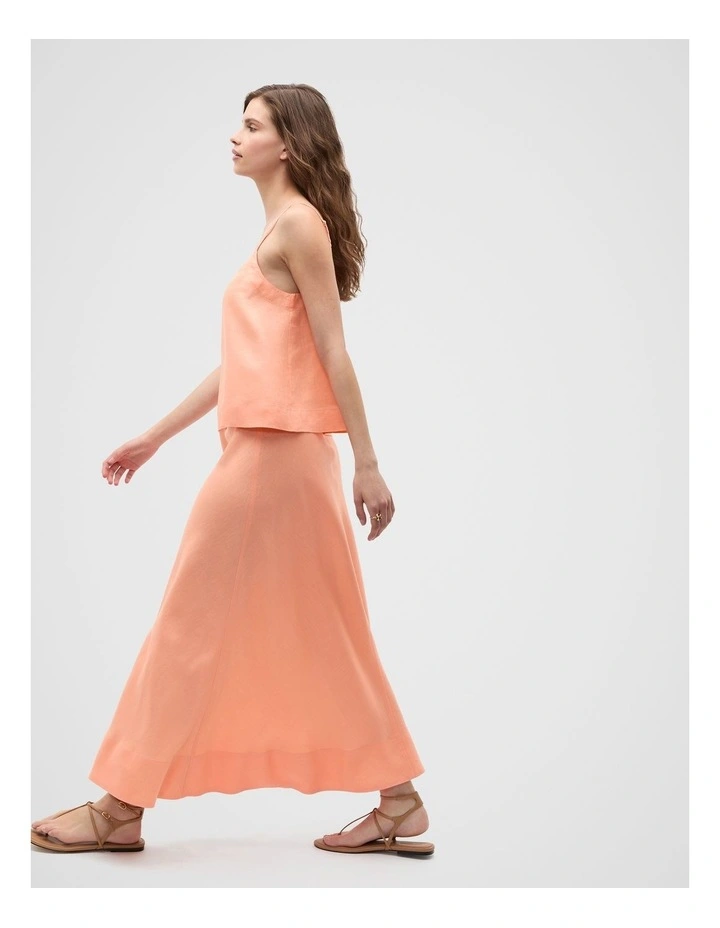 Core Linen Seam Front Skirt in Tangerine image 7