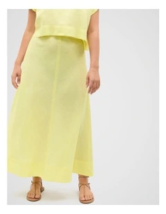 Core Linen Seam Front Skirt in Lemongrass