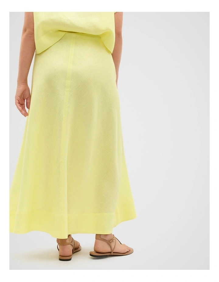 Core Linen Seam Front Skirt in Lemongrass image 2