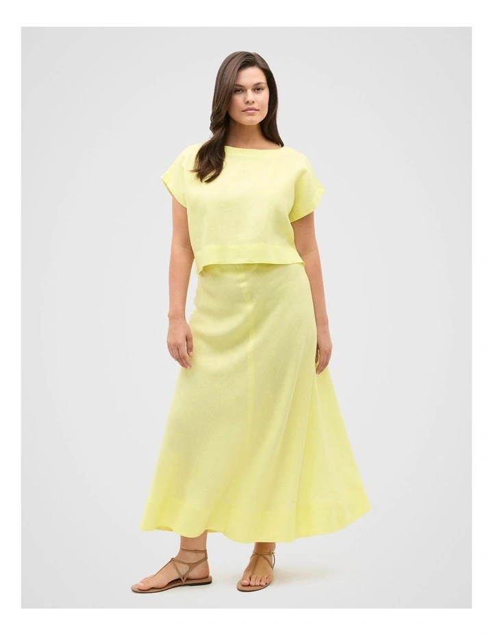 Core Linen Seam Front Skirt in Lemongrass image 3