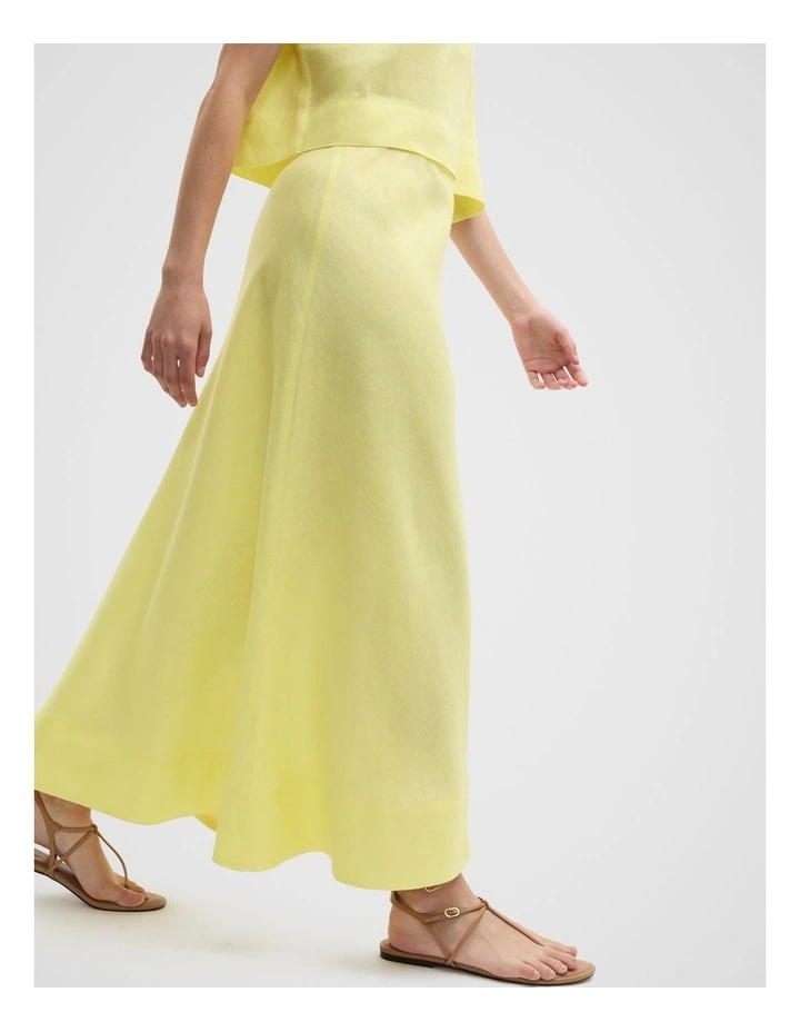 Core Linen Seam Front Skirt in Lemongrass image 4