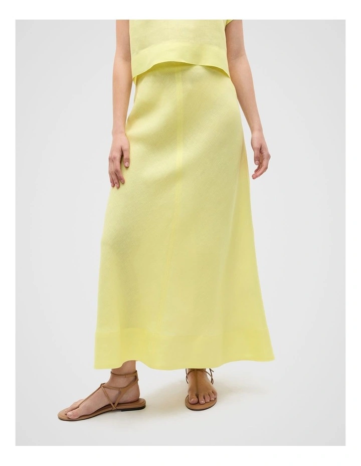 Core Linen Seam Front Skirt in Lemongrass image 5