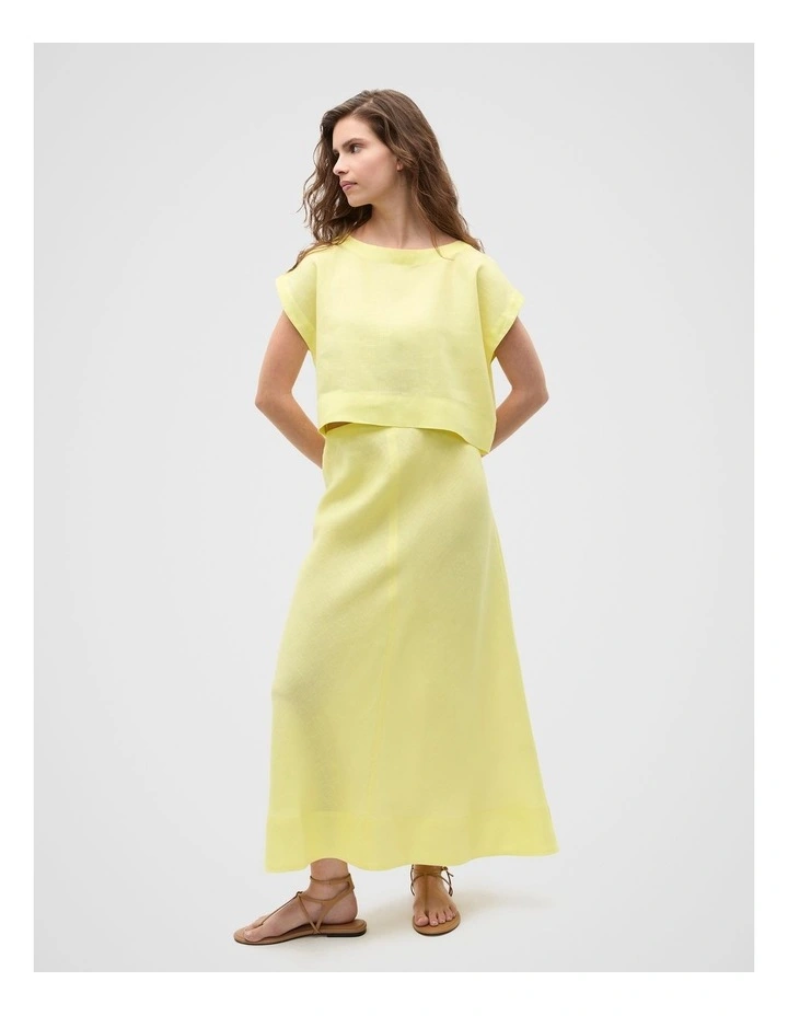Core Linen Seam Front Skirt in Lemongrass image 7