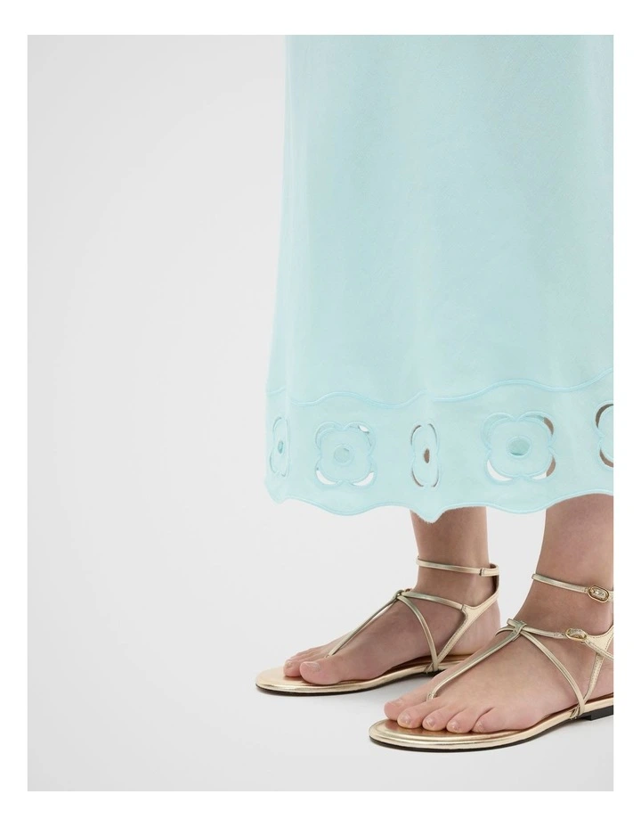 Retro Embroidered Hem Midi Skirt in Skyway image 4
