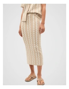 Jacquard Knit Skirt in Ecru