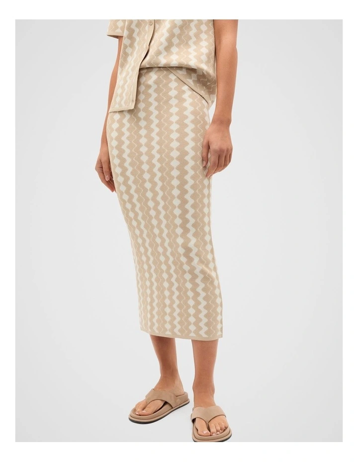 Jacquard Knit Skirt in Ecru image 1