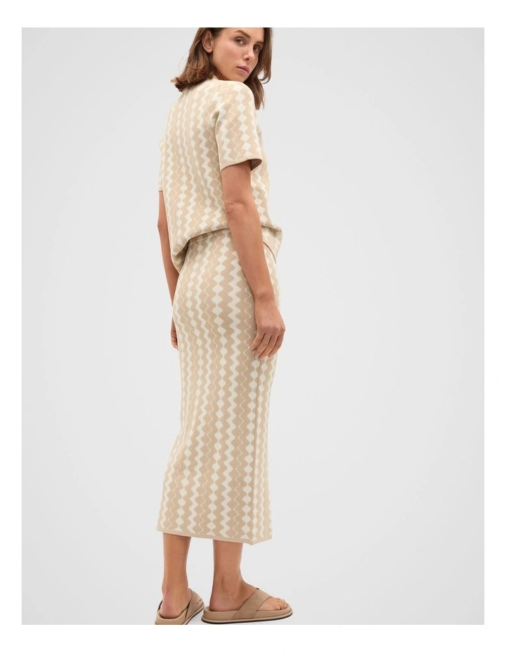 Jacquard Knit Skirt in Ecru image 2