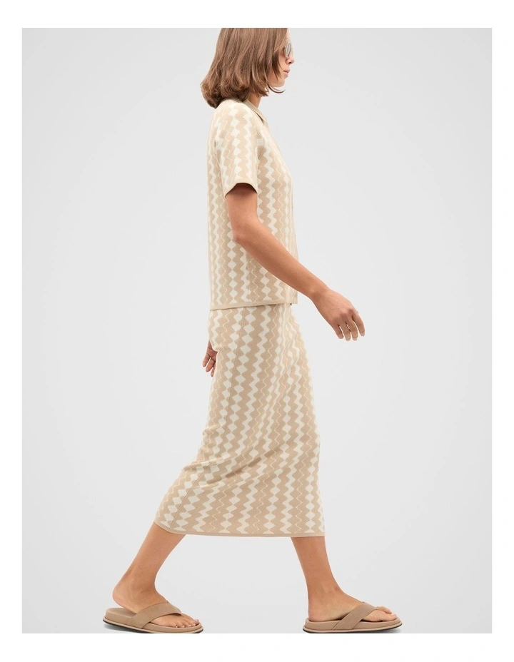Jacquard Knit Skirt in Ecru image 3