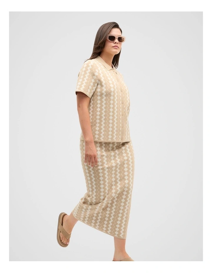 Jacquard Knit Skirt in Ecru image 5