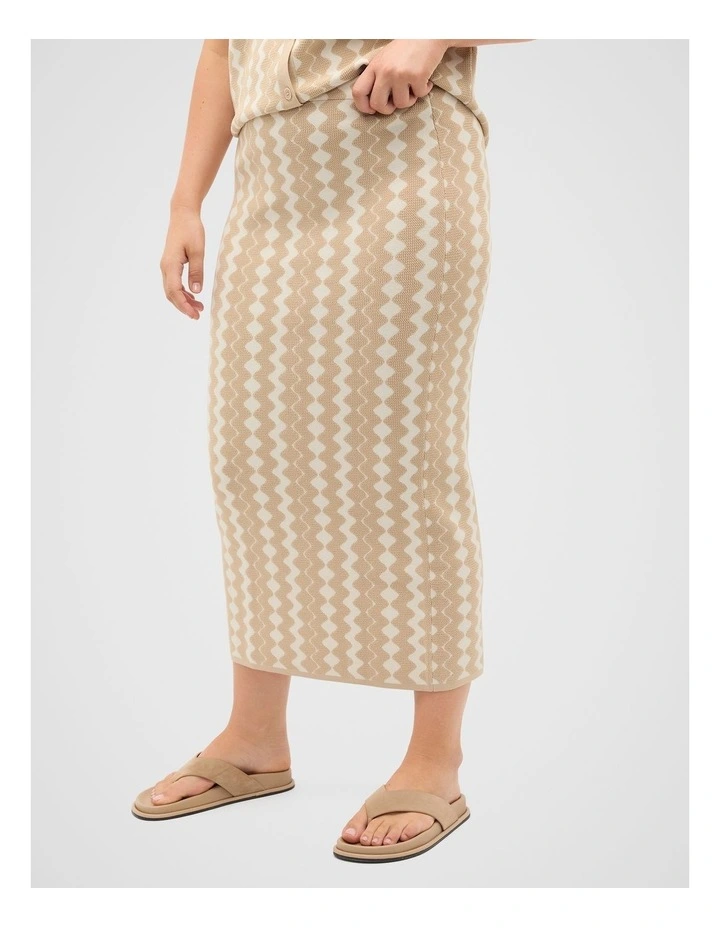 Jacquard Knit Skirt in Ecru image 6