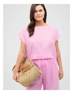 Linen Boxy Shell Top in Fairy Floss