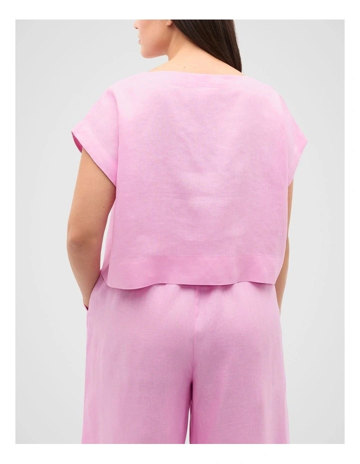 Linen Boxy Shell Top in Fairy Floss image 2