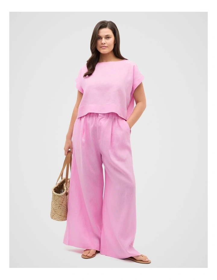 Linen Boxy Shell Top in Fairy Floss image 3