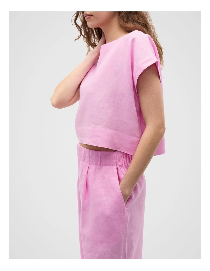 Linen Boxy Shell Top in Fairy Floss image 4