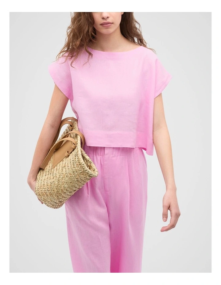 Linen Boxy Shell Top in Fairy Floss image 6