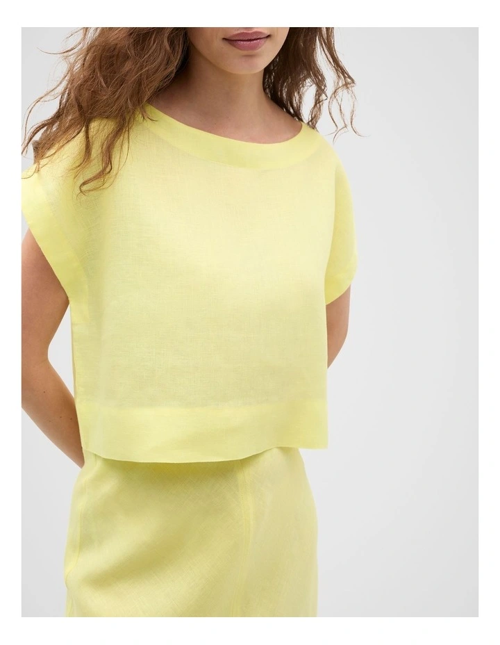 Linen Boxy Shell Top in Lemongrass image 4