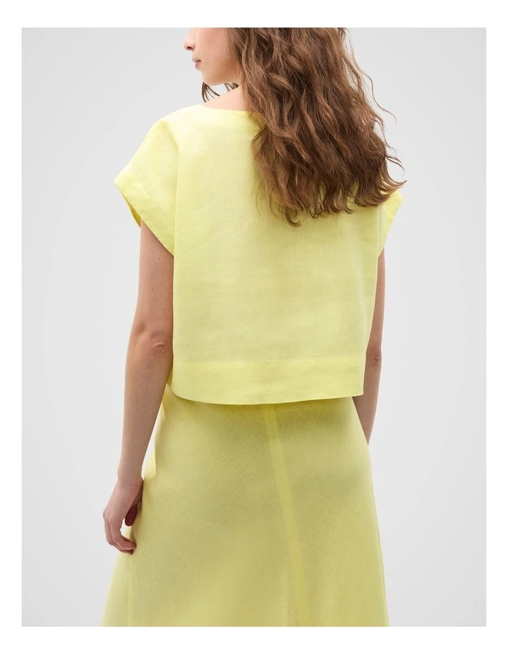 Linen Boxy Shell Top in Lemongrass image 6