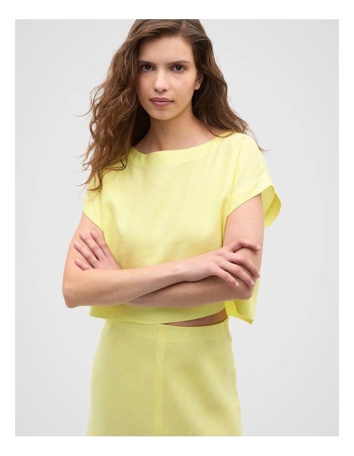 Linen Boxy Shell Top in Lemongrass image 7