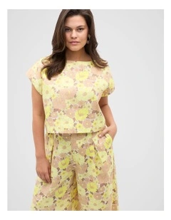 Linen Boxy Top in Multi