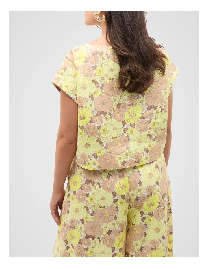 Linen Boxy Top in Multi image 2